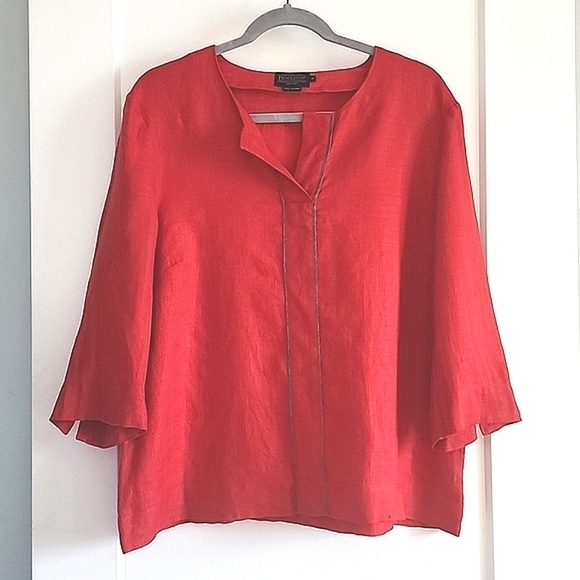 Vintage Pendleton womens red linen blouse size 16 - Picture 1 of 6